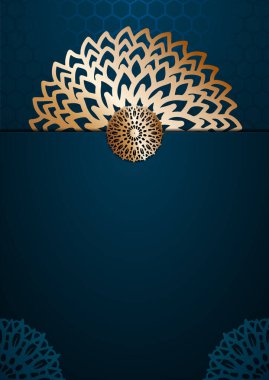 A4 mandala arkaplanını altın arabesk desenli Arap islami doğu tarzıyla kaplar