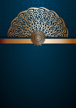 A4 mandala arkaplanını altın arabesk desenli Arap islami doğu tarzıyla kaplar