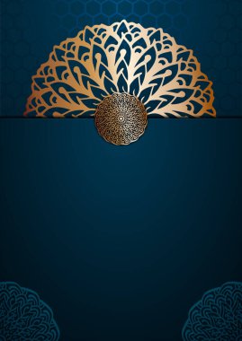A4 mandala arkaplanını altın arabesk desenli Arap islami doğu tarzıyla kaplar
