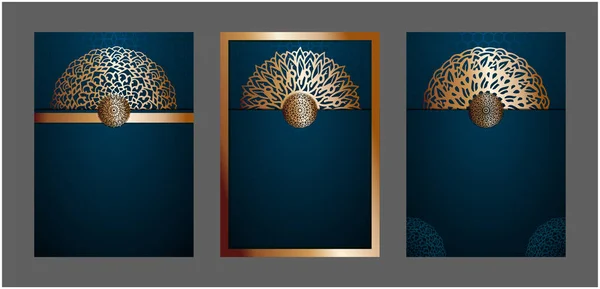 Kolekce Kryt Mandala Pozadí Zlatým Arabesque Vzor Arabský Islámský Východní Vektorová Grafika