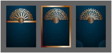 A4 kapak mandala arkaplanını altın arabesk desenli Arap doğu tarzıyla ayarla. Baskı, poster, kapak, broşür, broşür, afiş. vecto için dekoratif mandala.