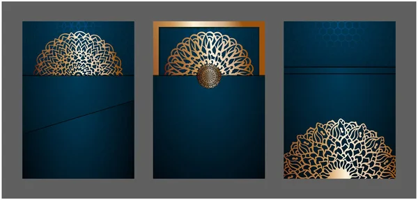 Luxusní Mandala Pozadí Islámským Stylem Krytí Pozvánky Svatbu Zlatý Arabský Stock Ilustrace