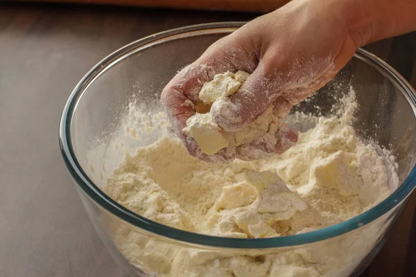 Mixing dough with the hands — Stock Photo, Image