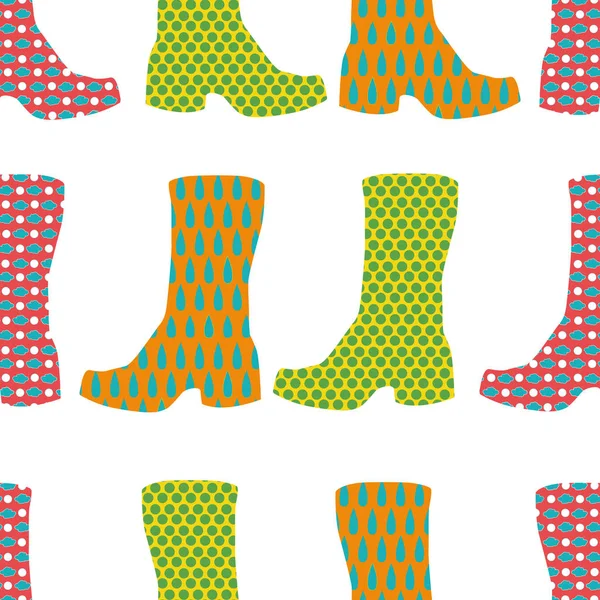 Colorful boots seamless pattern print background design — Stock Vector