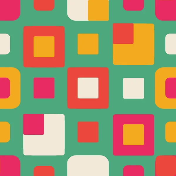 Retro barevné čtverce bezešvé vzor tisk pozadí design. — Stockový vektor