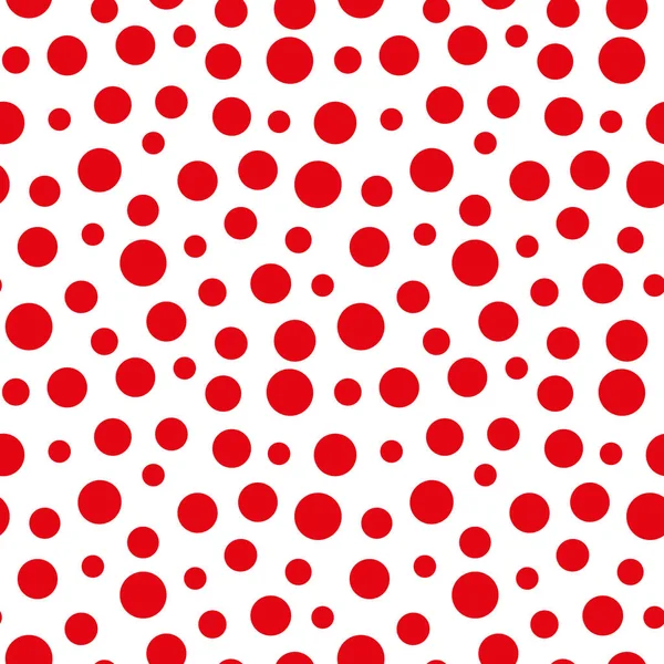 Puntos rojos y blancos sin costuras patrón de impresión de fondo repetido — Vector de stock