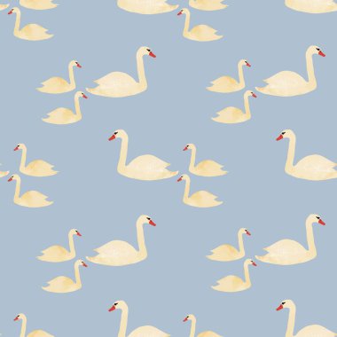 Klasik beyaz kuğu arkaplanı dikişsiz desen baskı tasarımı