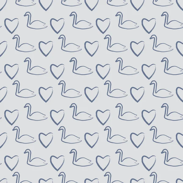 Vintage blue swan background seamless pattern print design — Stock Vector