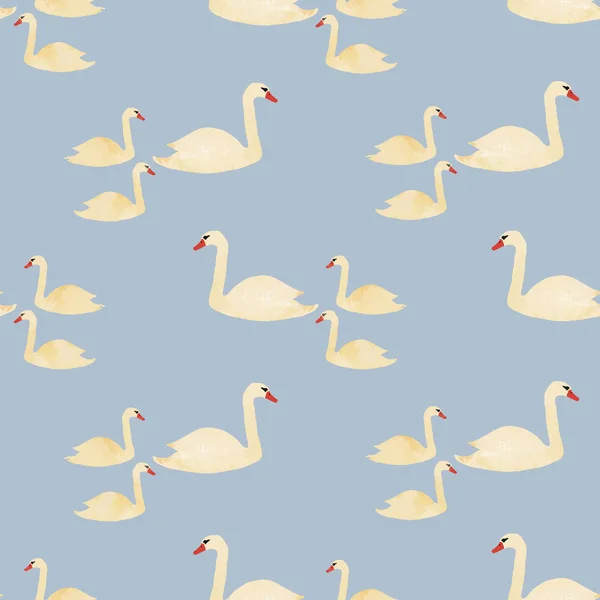 Vintage white swan background seamless pattern print design — ストックベクタ