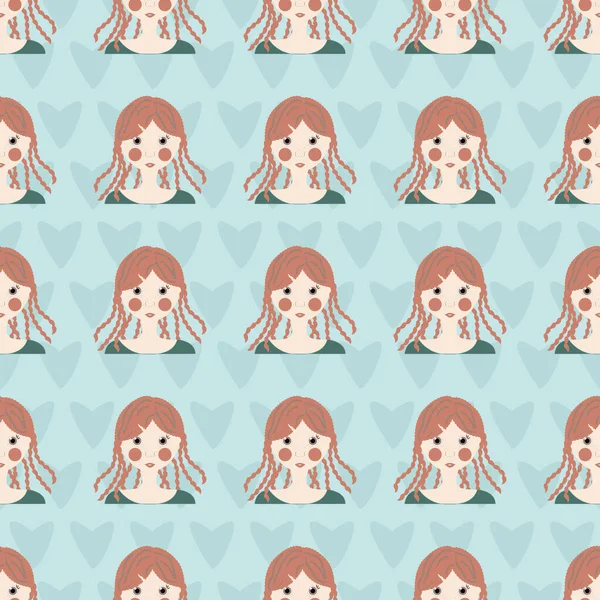 Vector repeat colorful girl pattern print background — 스톡 벡터