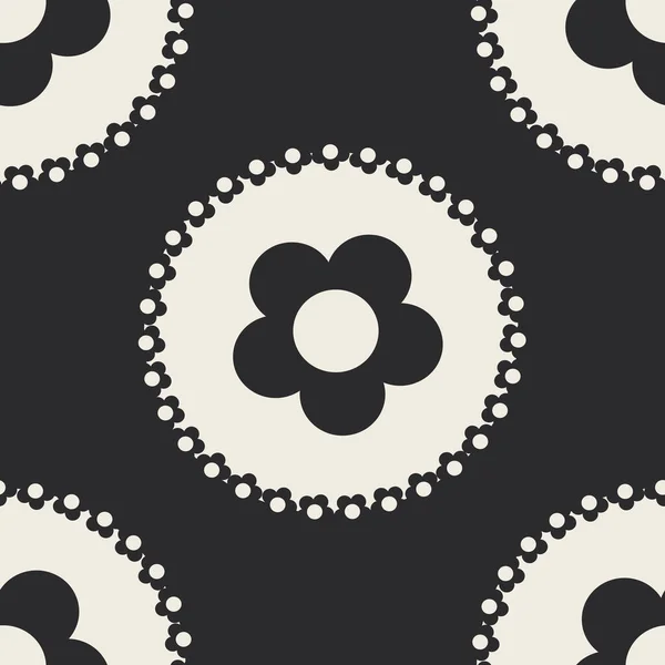 点缀的黑白花朵重复图案印刷背景 矢量图形