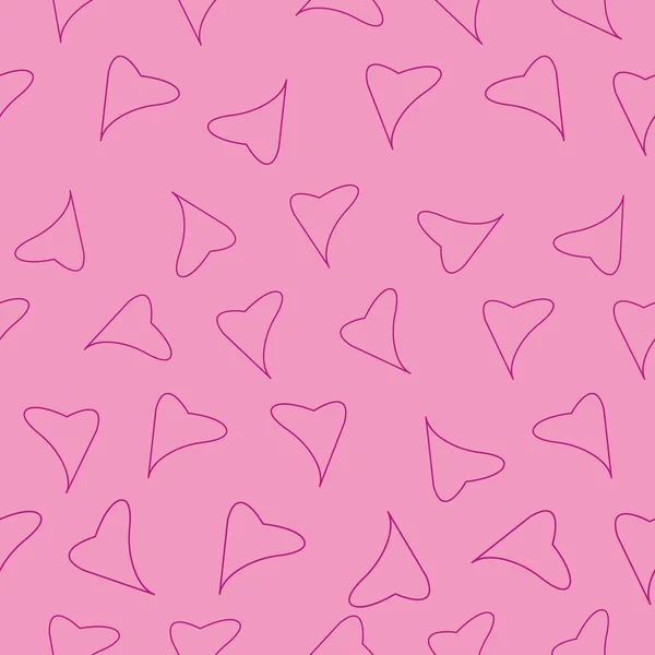 밝은 핑크 배경에 핑크 하트 반복 패턴 프린트 배경 디자인. — 스톡 벡터