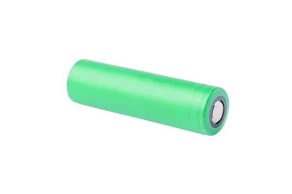 lithium-ion battery 18650. green battery isolated on a white background