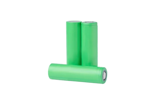 18650 Rechargeable Lithium Ion Batteries Isolated White Background Batteries Flashlights 스톡 이미지