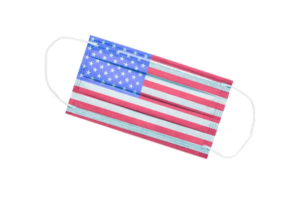 Facial Medical Mask Usa Flag Isolated White Background Usa Pandemic — Stock Photo, Image