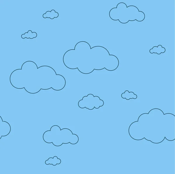 Blue sky with clouds, vector seamless background — Stock Vector