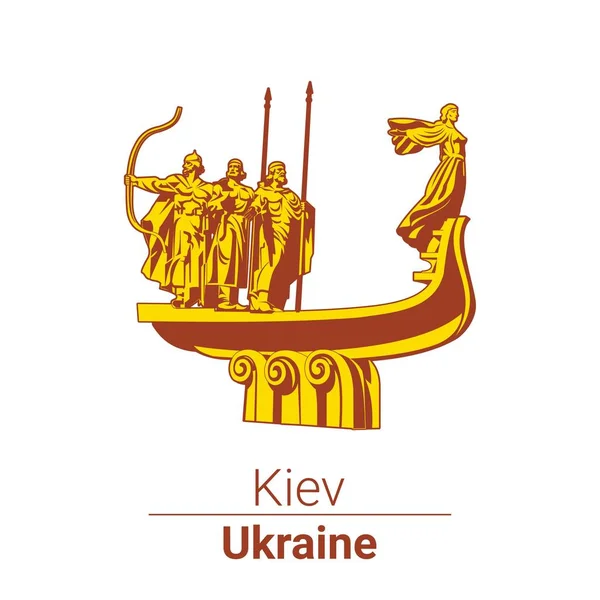Simbol vektor. Monumen untuk para pendiri Kiev. Ukraina - Stok Vektor