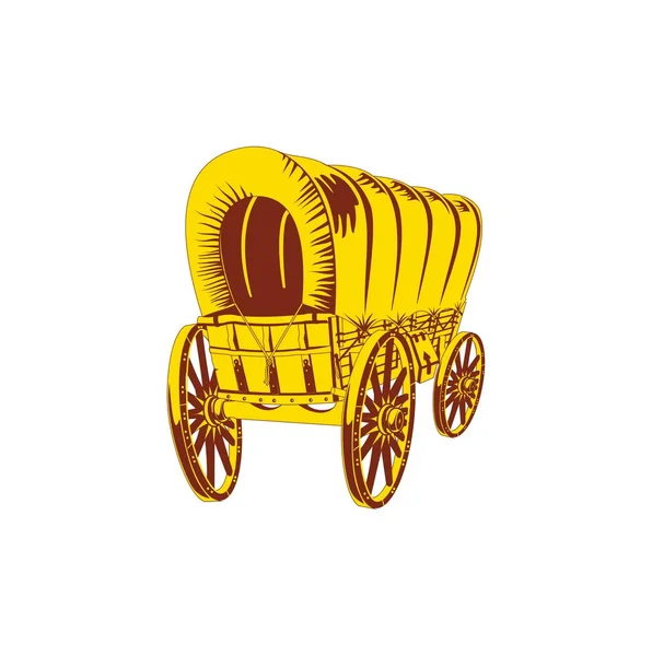 Old wagon. Flat style — Stock Vector