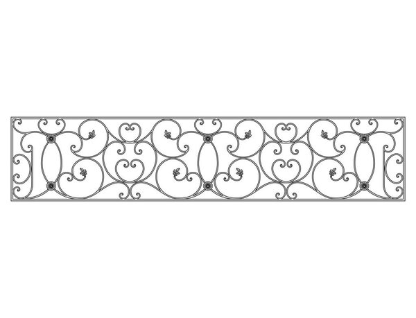 Black forged decorative lattice isolated on white background