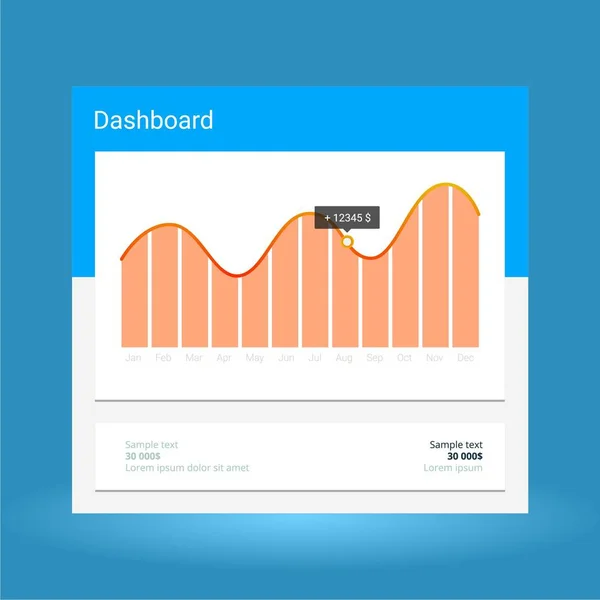 Infographic instrumentpanelsmallen med platt design grafer och diagram — Stock vektor