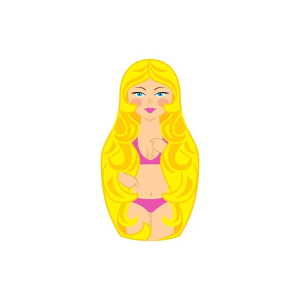 Icône vectorielle. Poupée russe. Fille blonde en maillot de bain. Style plat — Image vectorielle