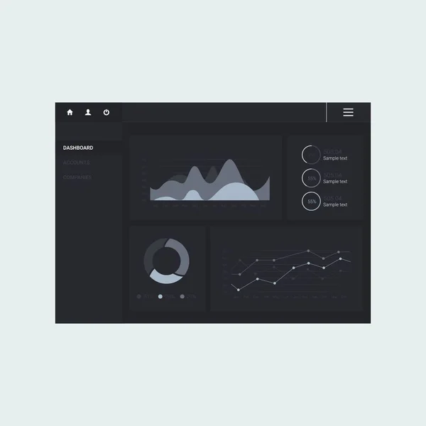Modelo de painel infográfico com gráficos e gráficos de design plano — Vetor de Stock