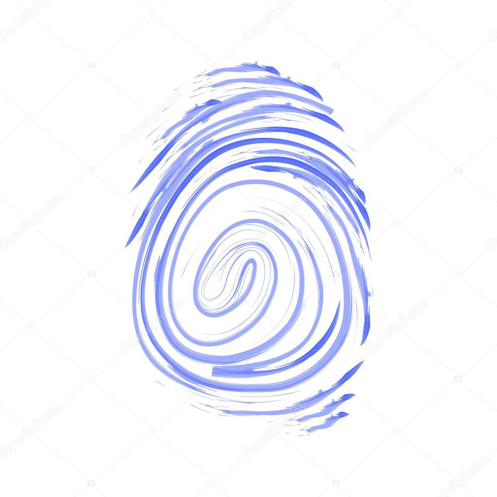 Vector icon. Fingerprint. Isolated illustration. Watercolor pattern
