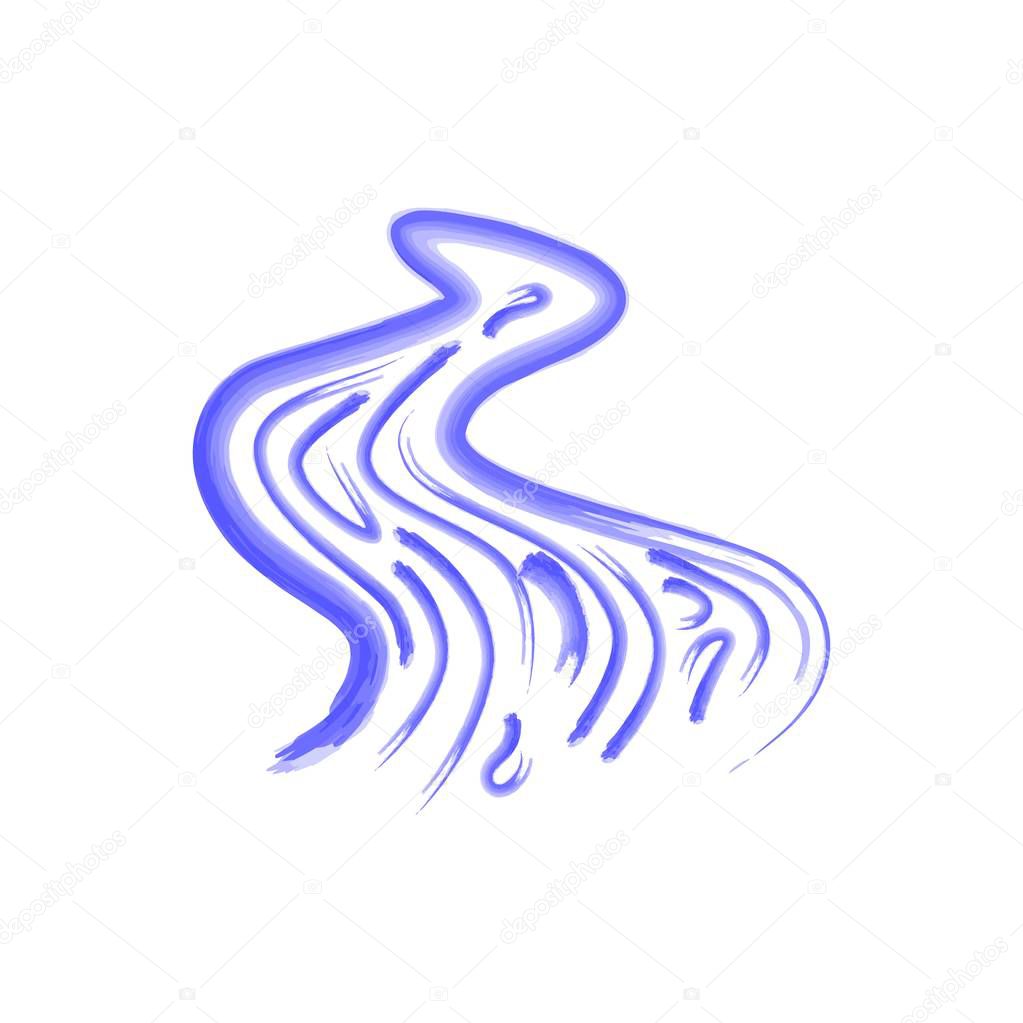 Vector abstract symbol of the river. Drawing with watercolors