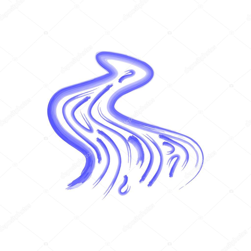 Vector abstract symbol of the river. Drawing with watercolors. jpg, eps