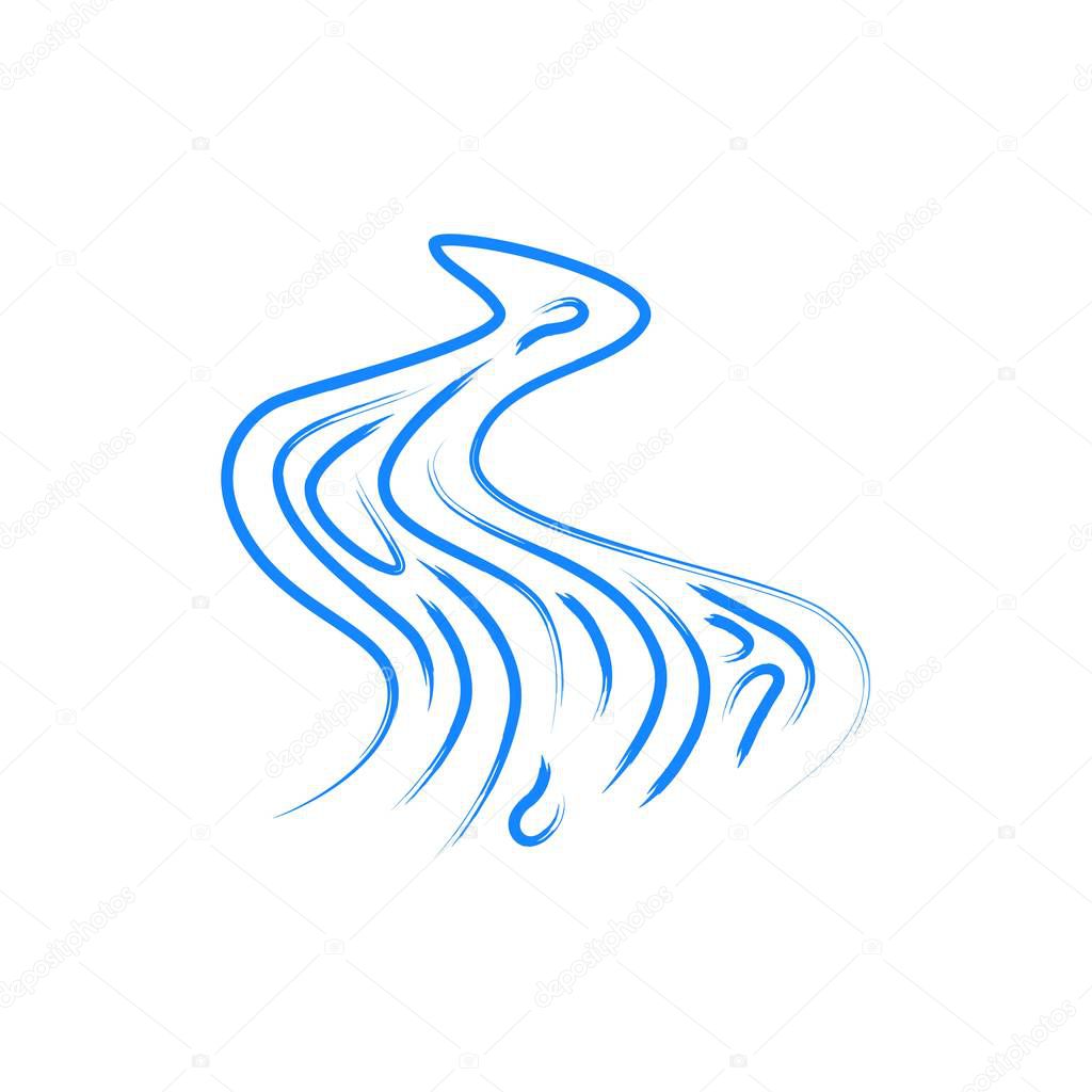 Vector abstract symbol of the river. Drawing with watercolors. jpg, eps