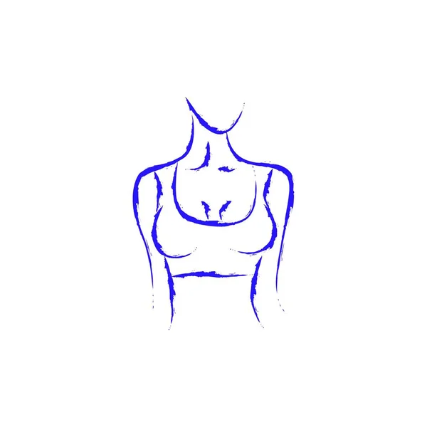 女の体のベクター画像。美しい形。右に曲がってください。女性のバスト。.ペイントの描画 — ストックベクタ