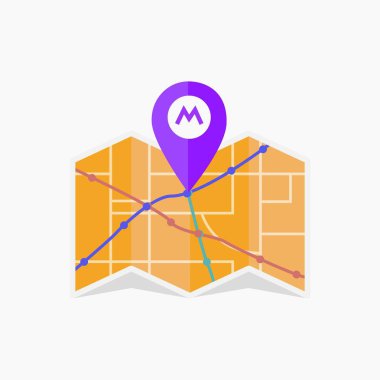 Vektör metro simgesi. İzole harita