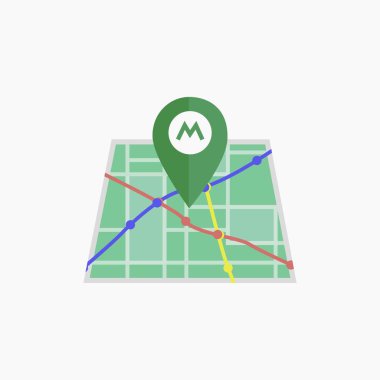 Vektör metro simgesi. İzole harita