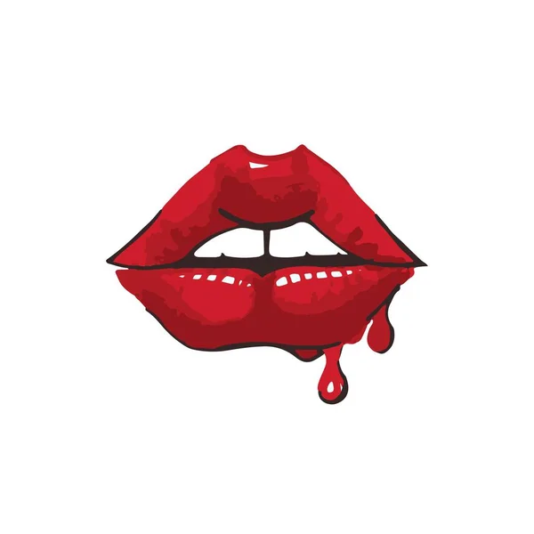 Labios Vectoriales Icono Boca Una Mujer Lápiz Labial Rojo Eps — Vector de stock