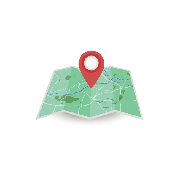 Vektor-ikonen. Karta över staden. Peka på kartan. PIN- och GPS-navigator. Platt stil Stockillustration