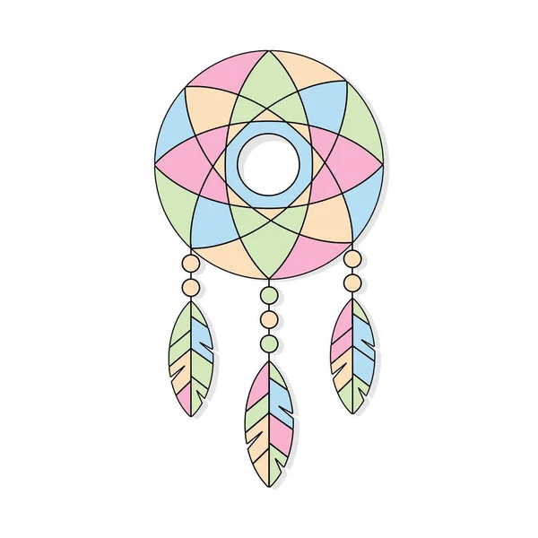 Ilustração étnica vetorial com índios americanos dreamcatcher — Vetor de Stock