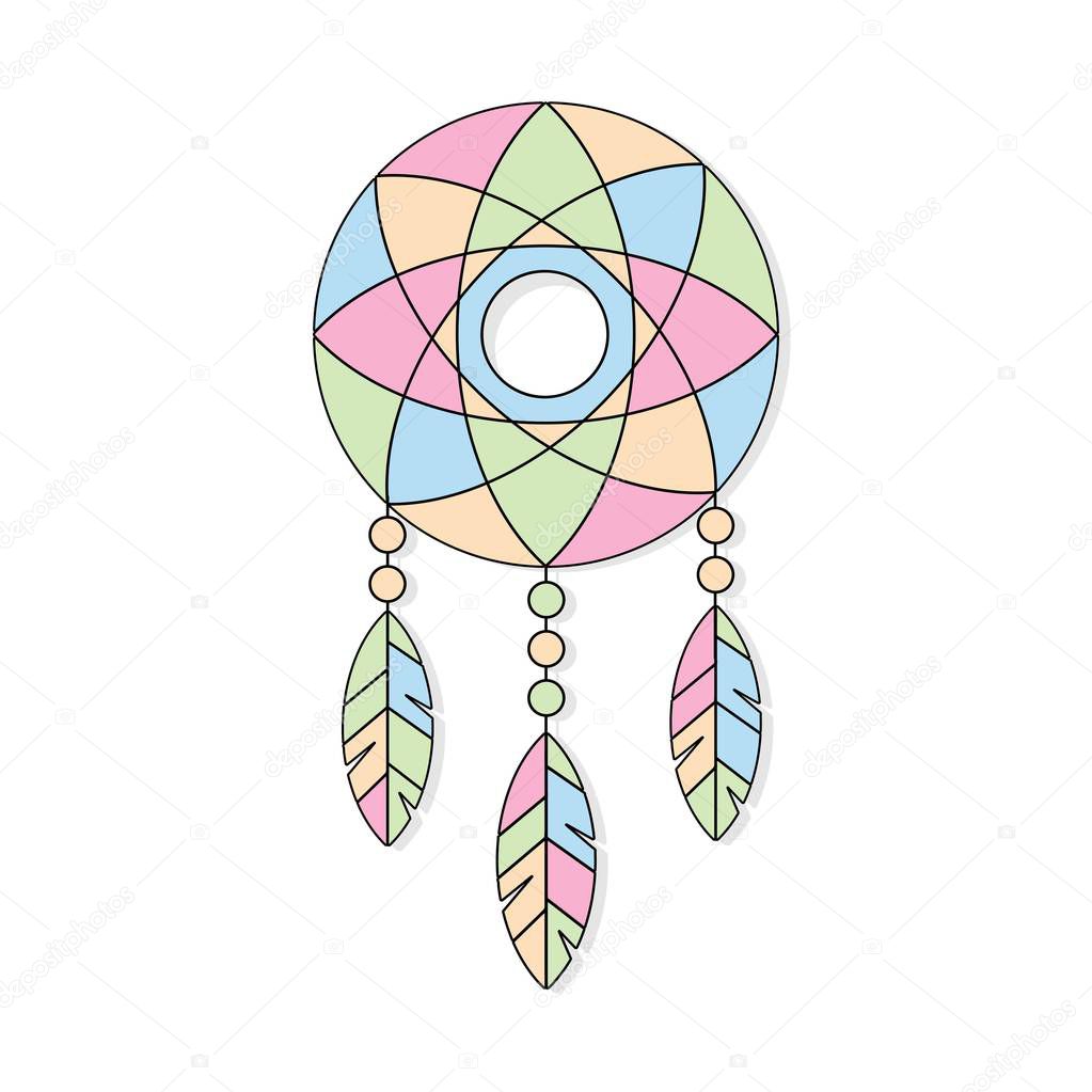 Vector ethnic illustration with American Indians dreamcatcher