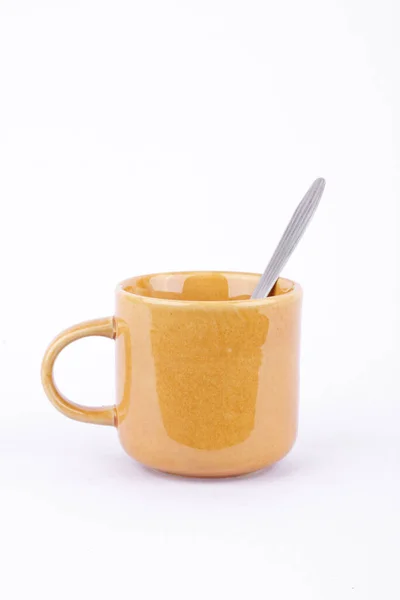 Taza Café Cucharas Tiempo Descanso — Foto de Stock