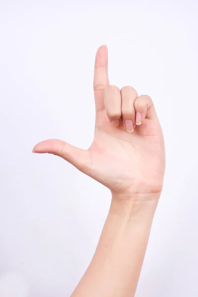 Vinger Hand Symbolen Geïsoleerd Concept God Duimen Wijzen Bidden Witte — Stockfoto