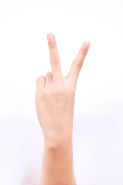 Finger Hand Symbols Isolated Concept Two Finger Mean Victory Fighting — Stock Photo, Image