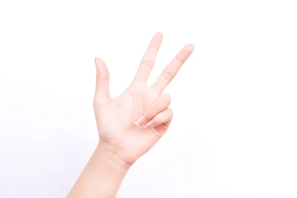 Finger Hand Symbole Isolierte Konzept Drei Finger Grüßen Gratulation Auf — Stockfoto