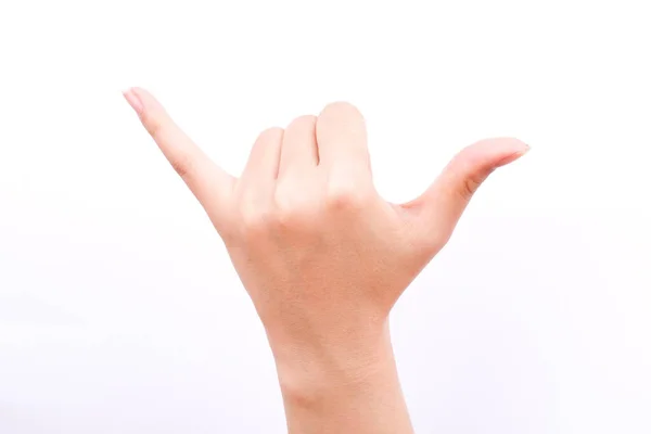 Finger Hand Symbole Isolierte Konzept Hand Die Ein Anruftelefon Oder — Stockfoto