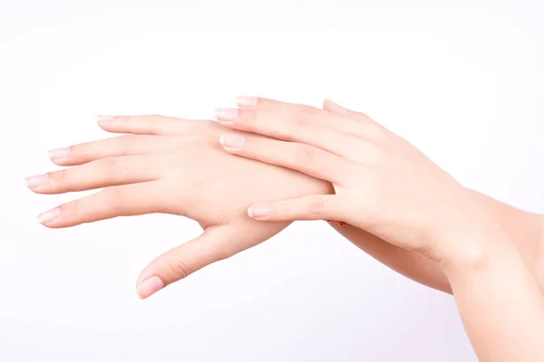 Dedo Mão Símbolos Isolado Conceito Closeup Tiro Belas Mulheres Mãos — Fotografia de Stock