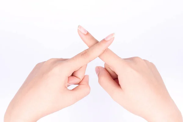 Vinger Hand Symbolen Geïsoleerd Concept Kruis Verkeerd Verboden Zeg Gewoon — Stockfoto