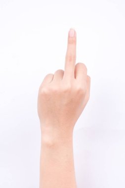 finger hand symbols isolated concept middle finger sign in a gesture meaning fuck you or fuck off on white background