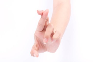 parmak el sembolleri izole edilmiş konsept çapraz ve beyaz arka plan üzerinde kavramsal yalan