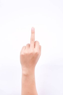 finger hand symbols isolated concept middle finger sign in a gesture meaning fuck you or fuck off on white background