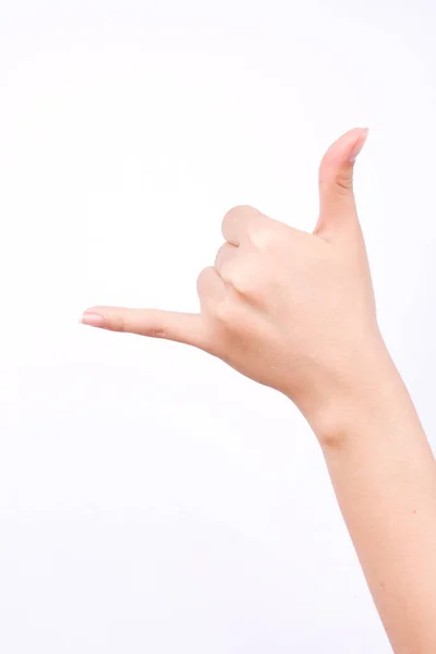 Δάχτυλο Χέρι Σύμβολα Απομονωμένη Έννοια Χέρι Κάνει Μια Κλήση Τηλέφωνο — Φωτογραφία Αρχείου