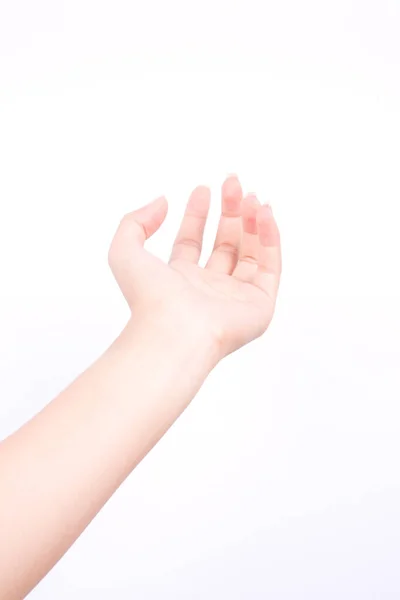 Parmak el sembolleri, izole edilmiş kavram, dua etmek için açık eller ve Tanrı sizi beyaz arka planda kutsasın.