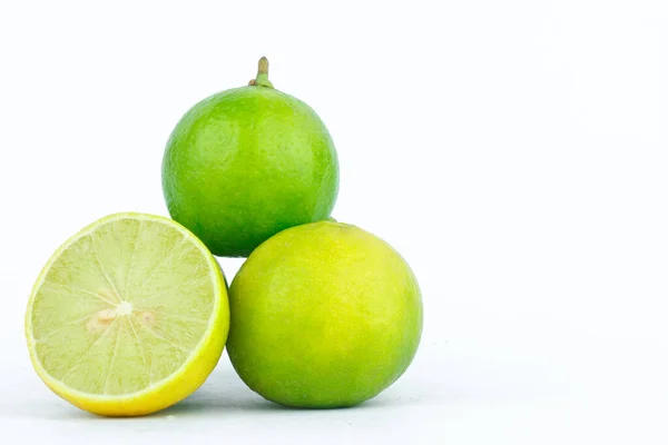 Limão Limão São Ricos Vitamina Frutas Vegetais Fundo Branco Isolado — Fotografia de Stock